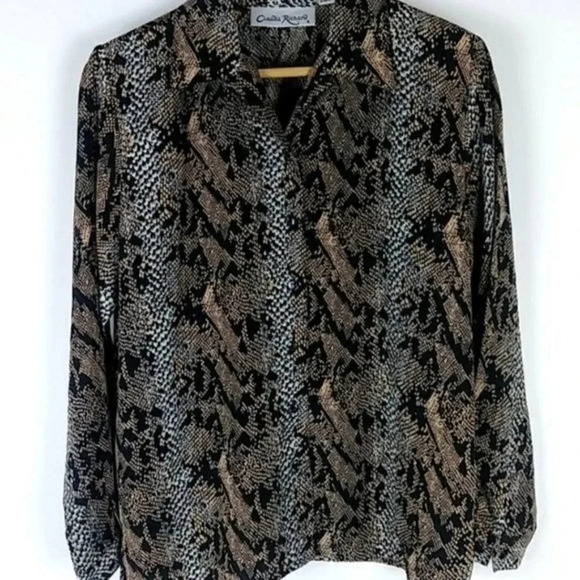 Vintage Claudia Richard Snakeskin Print Top - Picture 9 of 11
